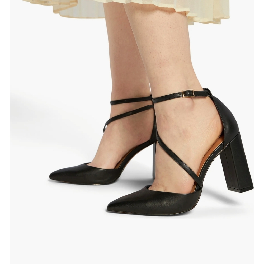 Aldo Black Women's Ankle Strap Heels - Picture 2 of 7